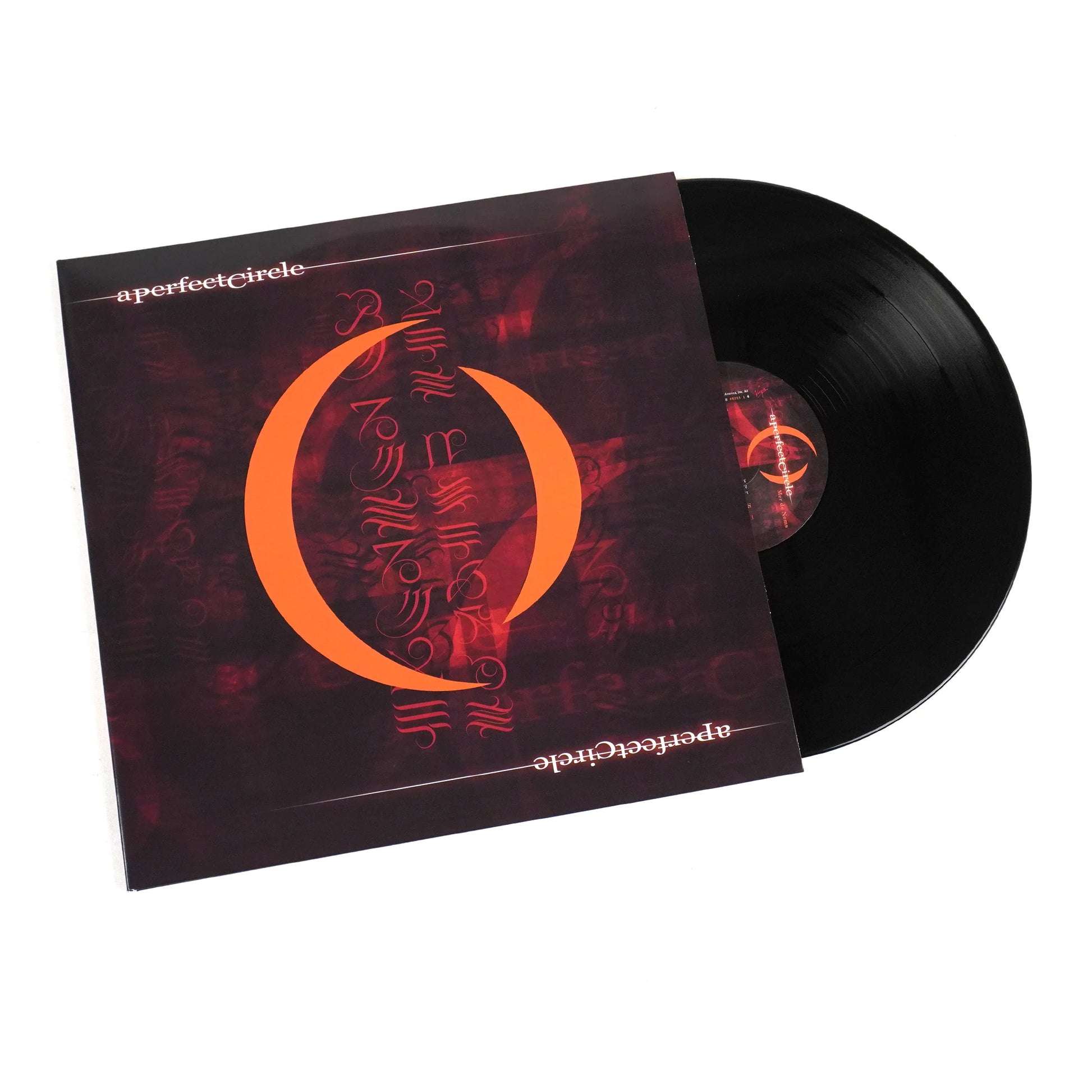 Black vinyl 2LP album of A Perfect Circle's Mer de Noms by Gramofonik, shown in a protective plastic sleeve.