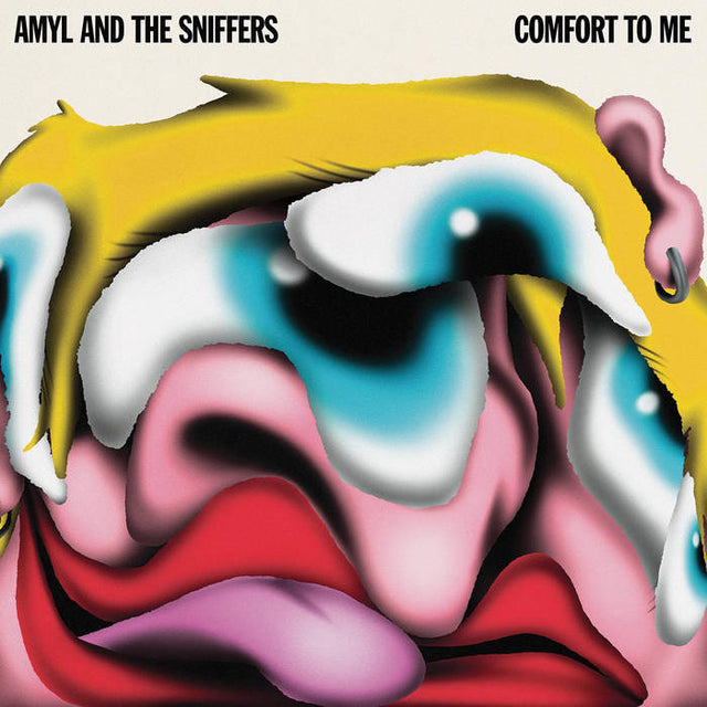 Gramofonik vinyl LP of Amyl And The Sniffers' "Comfort To Me" featuring colorful album artwork and record details.