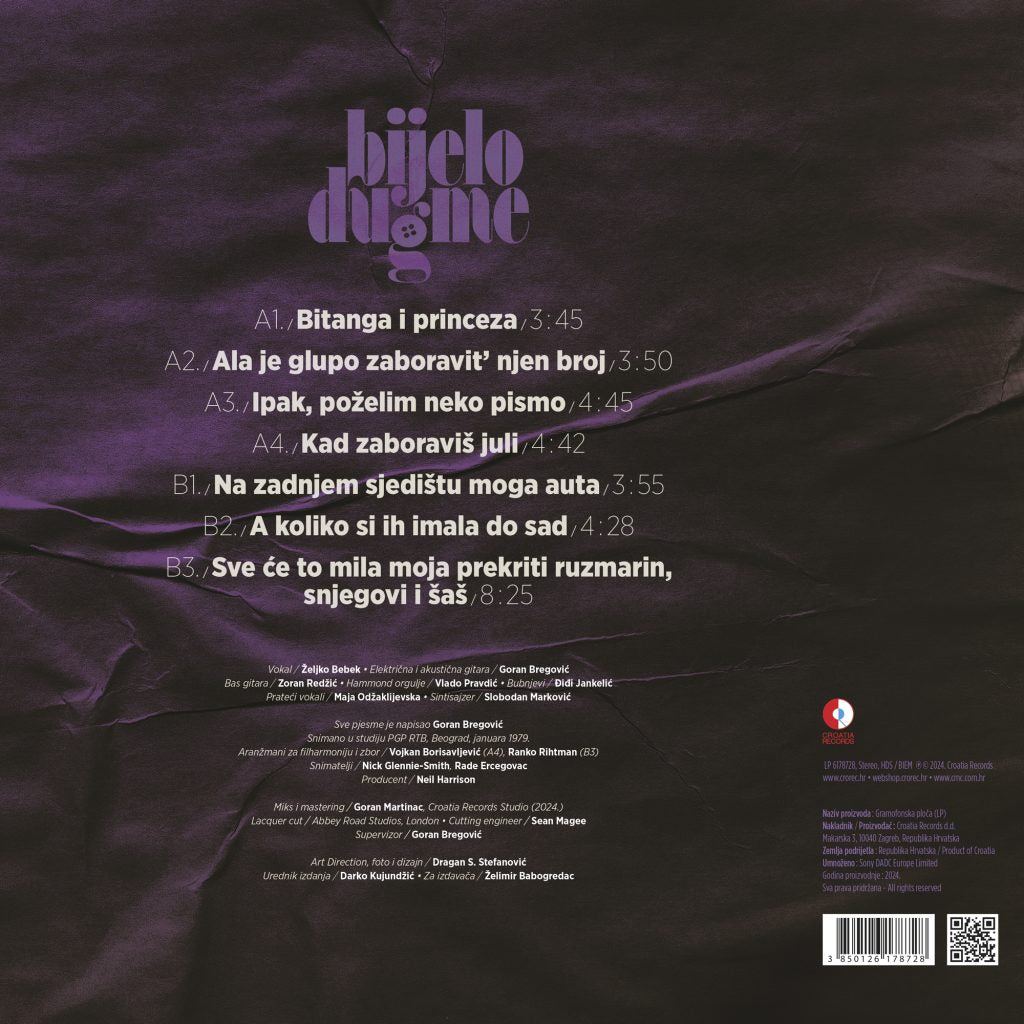 Album cover with tracklist on a textured purple background
