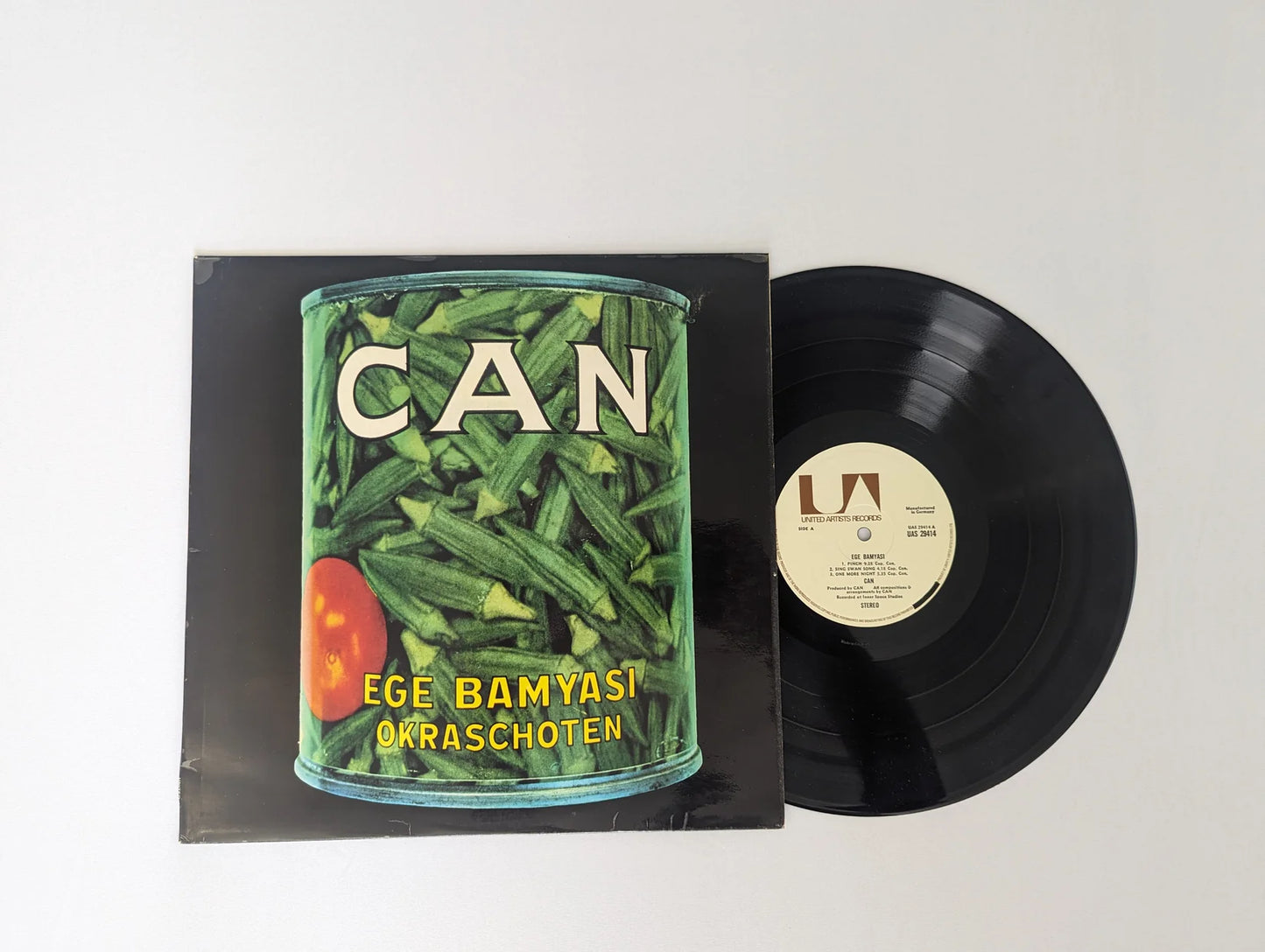 Vinyl LP of Can's Ege Bamyasi album by Gramofonik, featuring the album cover artwork with vibrant colors and bold typography.