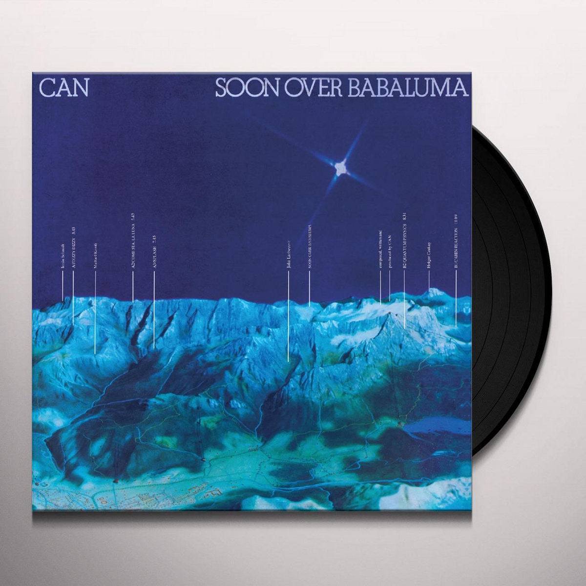 Gramofonik vinyl LP titled "Soon Over Babaluma" by Can, showcasing the album cover artwork on a black vinyl record.