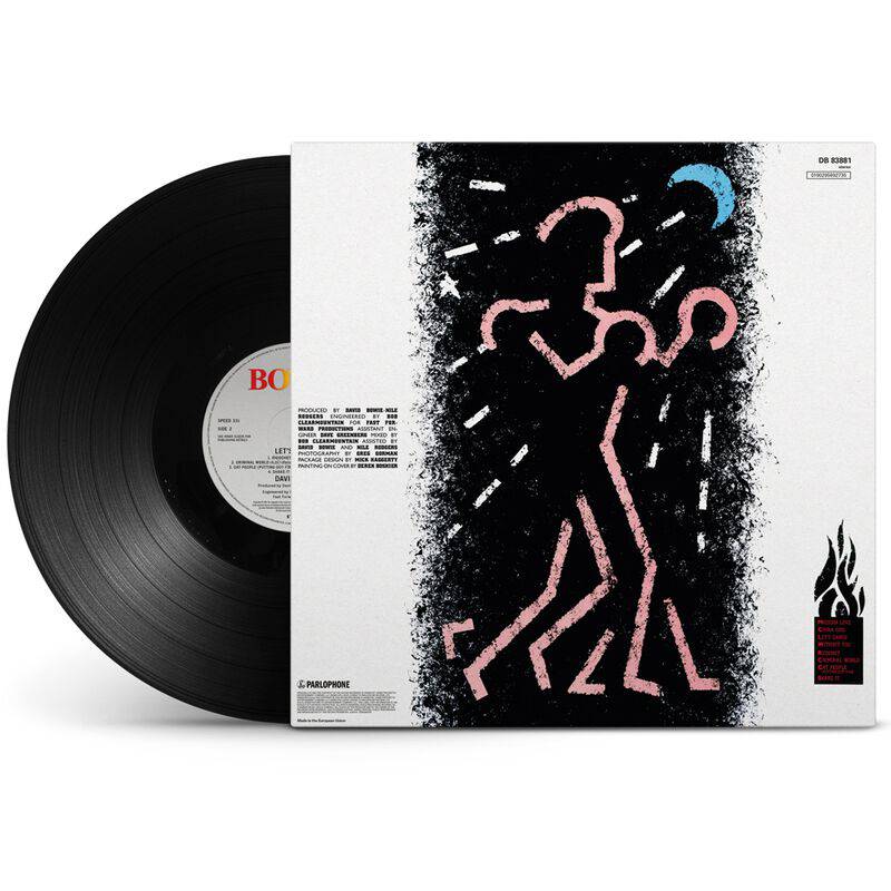Vinyl record with a stylized cover featuring abstract art of two figures.