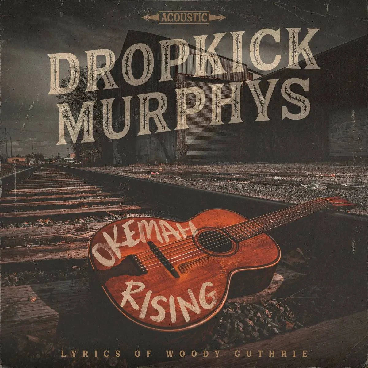 Dropkick Murphys Okemah Rising vinyl LP by Gramofonik, showing the album cover artwork and black vinyl record.
