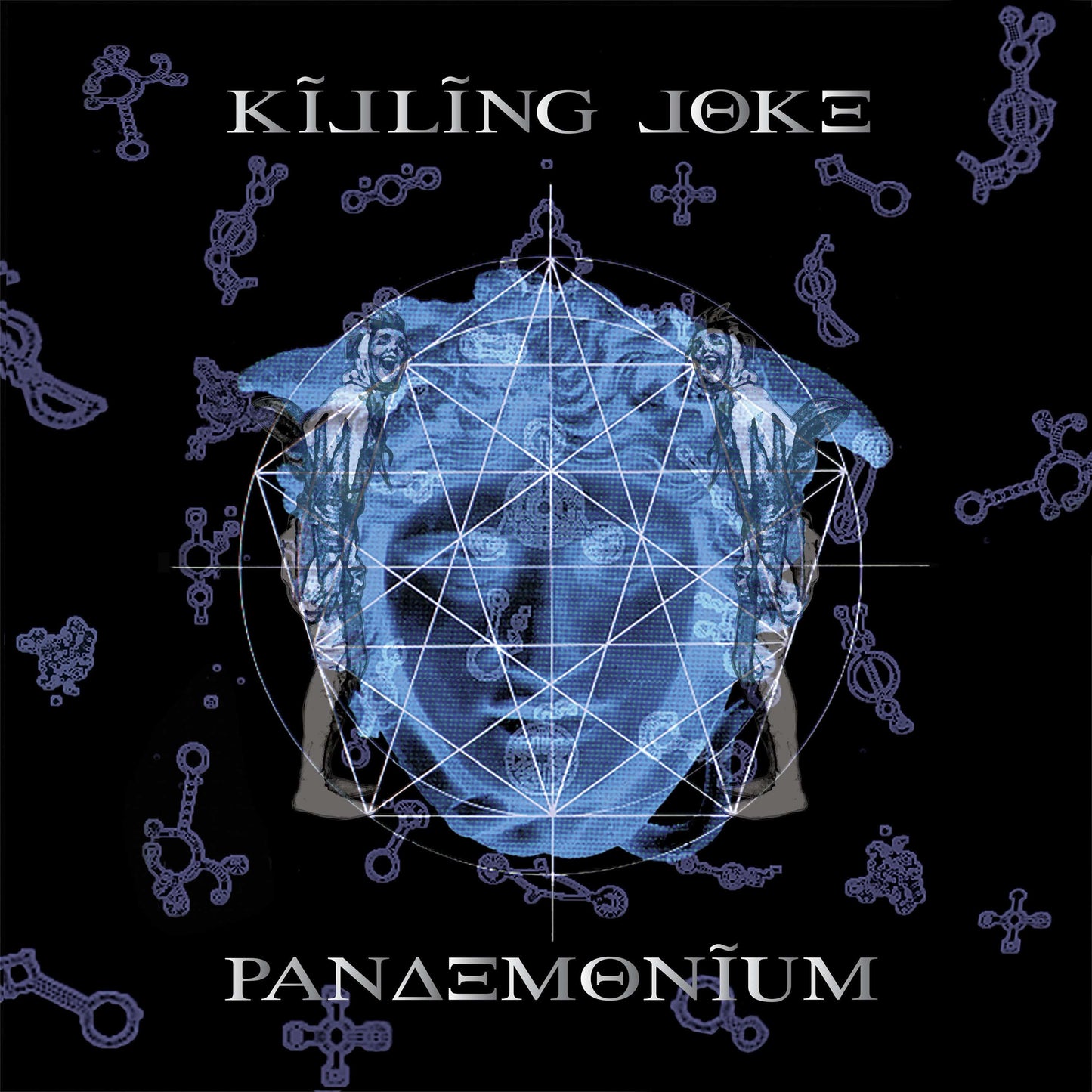 Album cover for 'Killing Joke Pandemonium' with geometric design and text on a black background.