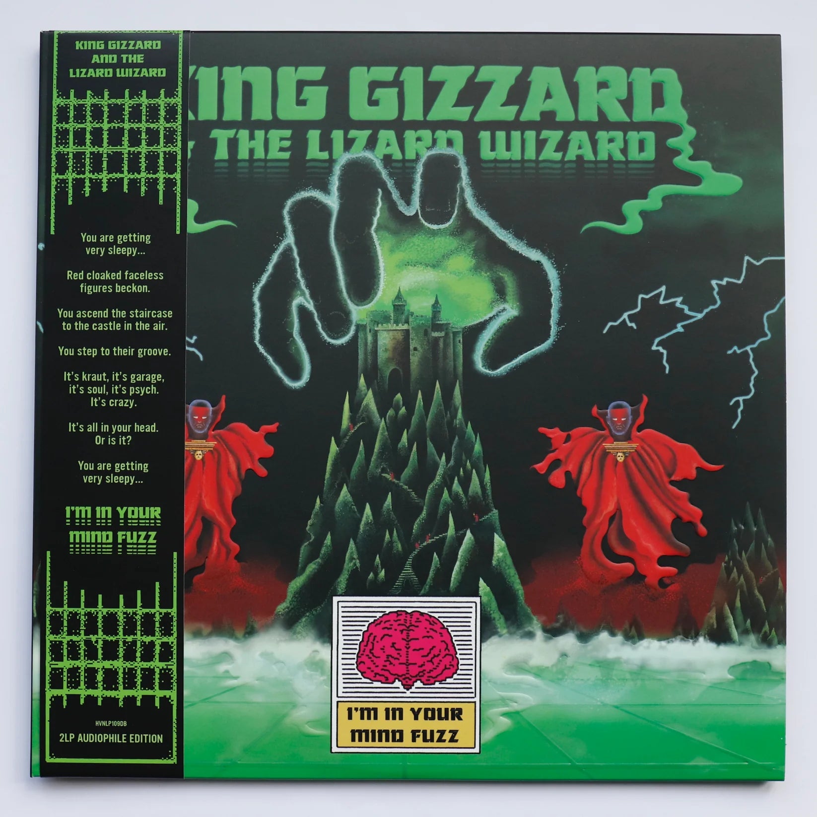 Vinyl album cover for 'King Gizzard & The Lizard Wizard' with green and red design elements.