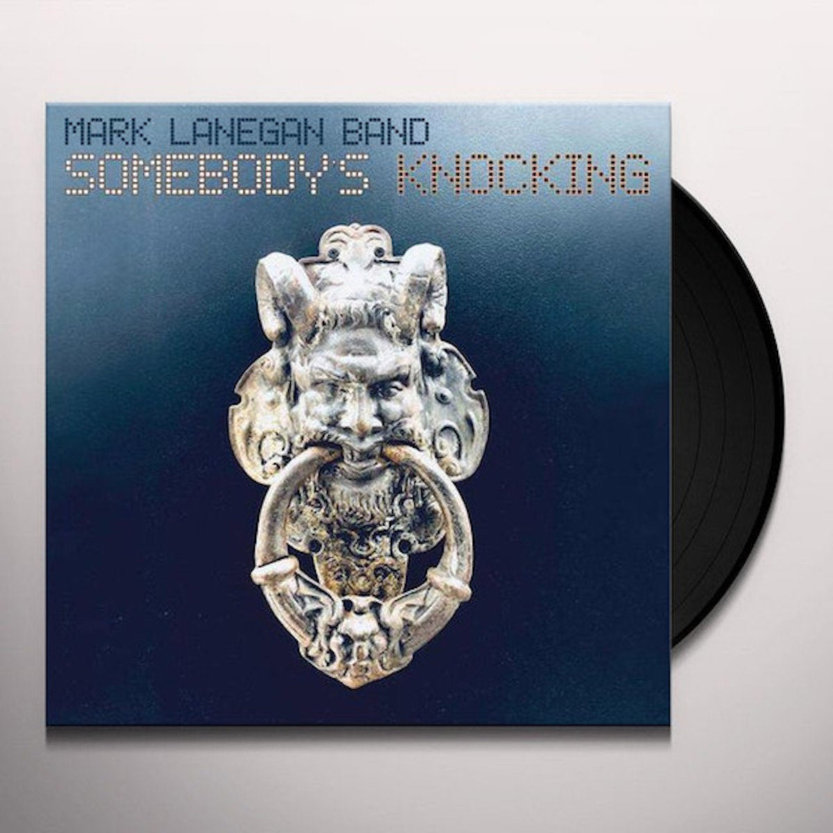 Gramofonik vinyl 2LP of Mark Lanegan's album Somebody's Knocking with cover art featuring Mark Lanegan's portrait.