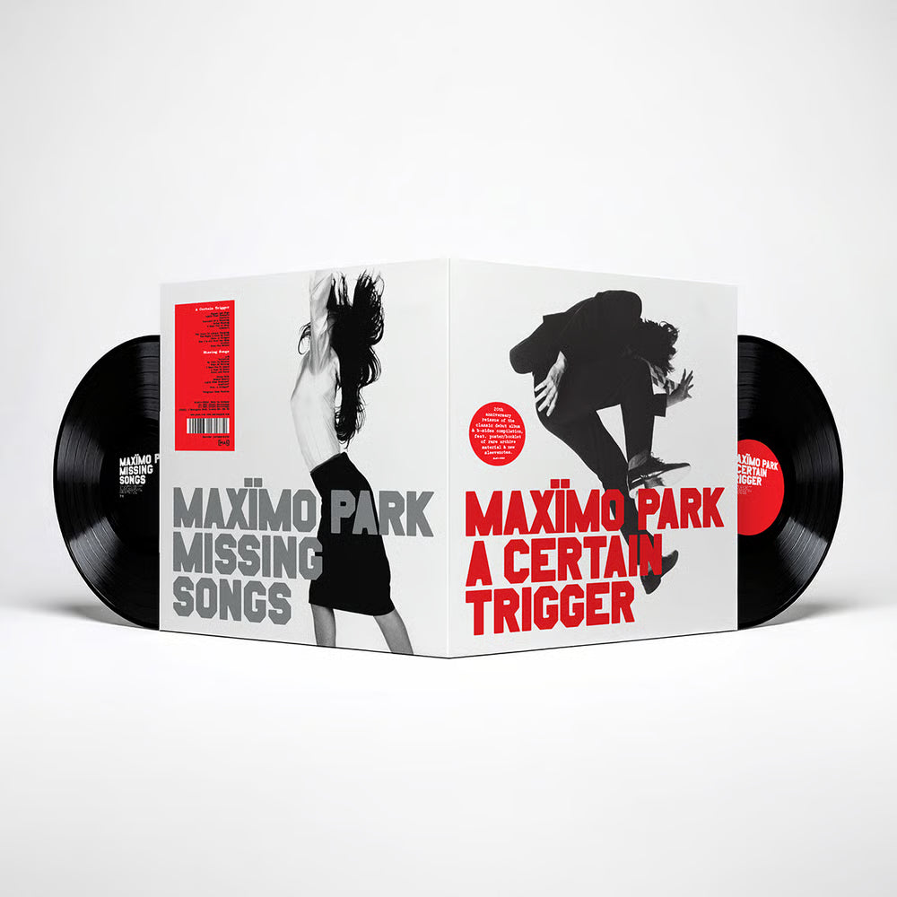 Gramofonik vinyl LP of Maximo Park's A Certain Trigger and Missing Songs 20th Anniversary Edition, showing the album cover and records.