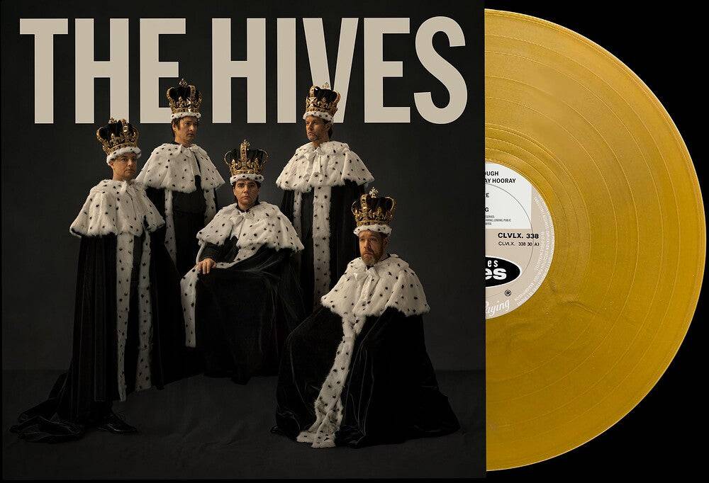 Gold vinyl LP of The Hives' album "The Hives Forever Forever" by Gramofonik, featuring the record and album cover artwork.