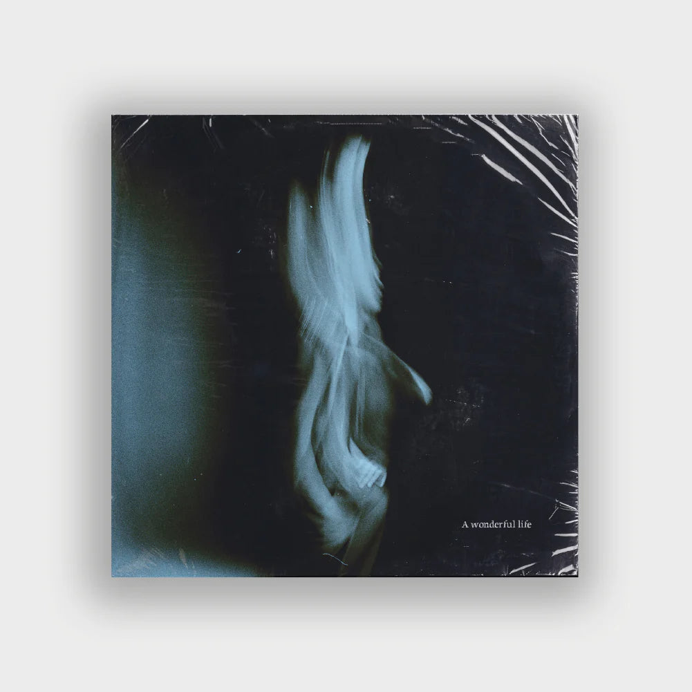 Album cover with a feather and text 'A wonderful life' on a dark background